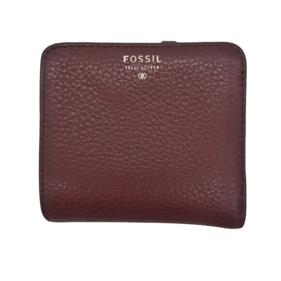 Fossil Madison Bifold Plum Leather Snap Wallet - Picture 1 of 8